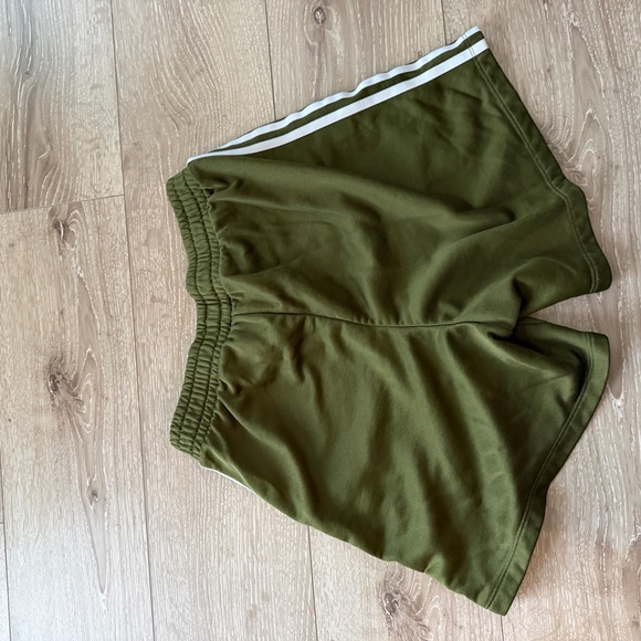 Adidas Olive Green 3-Stripe Athletic Shorts - Picture 4 of 5